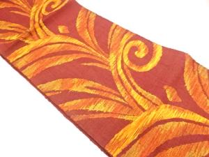 抽象葉模様織出し名古屋帯